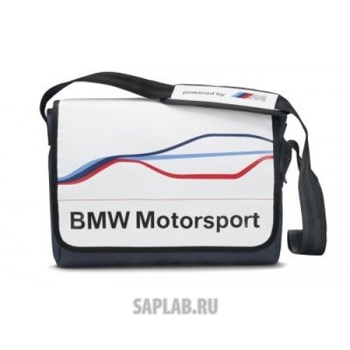 Купить BMW 80222285881 Спортивная сумка BMW Motorsport Messenger Bag, White/Team Blue, артикул 80222285881