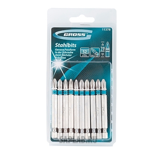 Купить GROSS 11378 Набор бит PH2х70, сталь S2, 10шт //GROSS