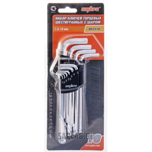 Купить Ombra 952310 Комплект угловых шестигранников 1,5-10 мм, 10 предметов, Ombra 952310