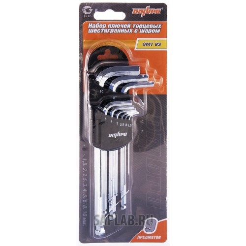 Купить Ombra OMT9S Комплект угловых шестигранников 1,5-10 мм, 9 предметов, Ombra OMT9S