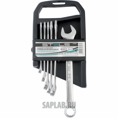 Купить STELS 15427 Набор ключей комбинированных, 8 - 17 мм, 6 шт., CrV, матовый хром// STELS