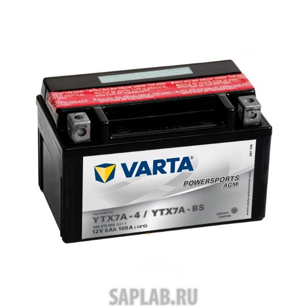 Купить VARTA 506015005 Аккумуляторная Батарея Рус 6ah 105a 151/88/94 Ytx7a-Bs Powersports Agm Moto Varta