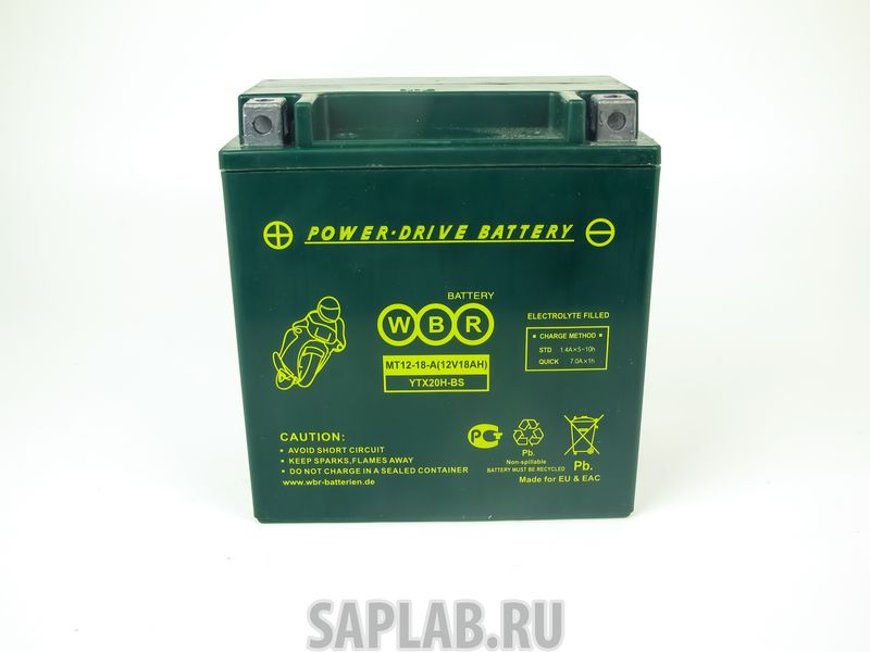 Купить WBR 1058051337393 Аккумулятор мотоциклетный WBR MT 12-18-A 12V18AH YTX20H-BS