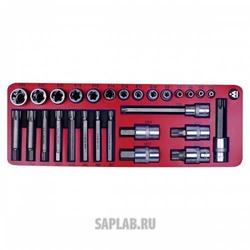 Купить МАСТАК 503428 Набор торцевых насадок и головок TORX, ложемент, 28 предметов, МАСТАК